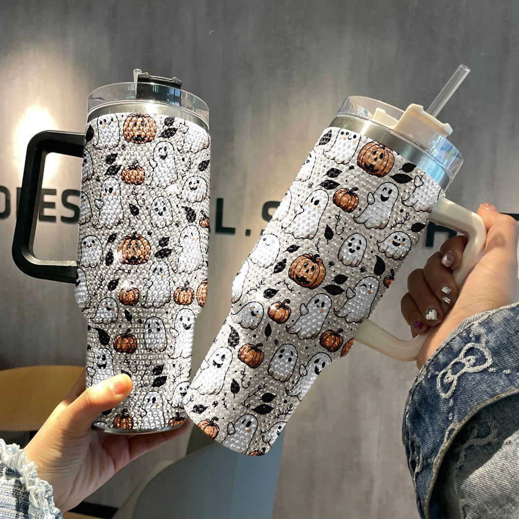 Halloween Gift Idea, Ghost 40oz Rhinestone Tumbler, Halloween Ghostie Bling Tumbler, , Ghost Season Fall Cup, Cute Ghost Tumbler, Bling Cup TUM2908