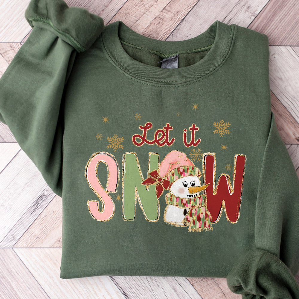 Let it snow Colorful Coquette glitter Christmas snowman png Christmas design dtf Christmas girls winter png design bow acrylic brushstroke S129