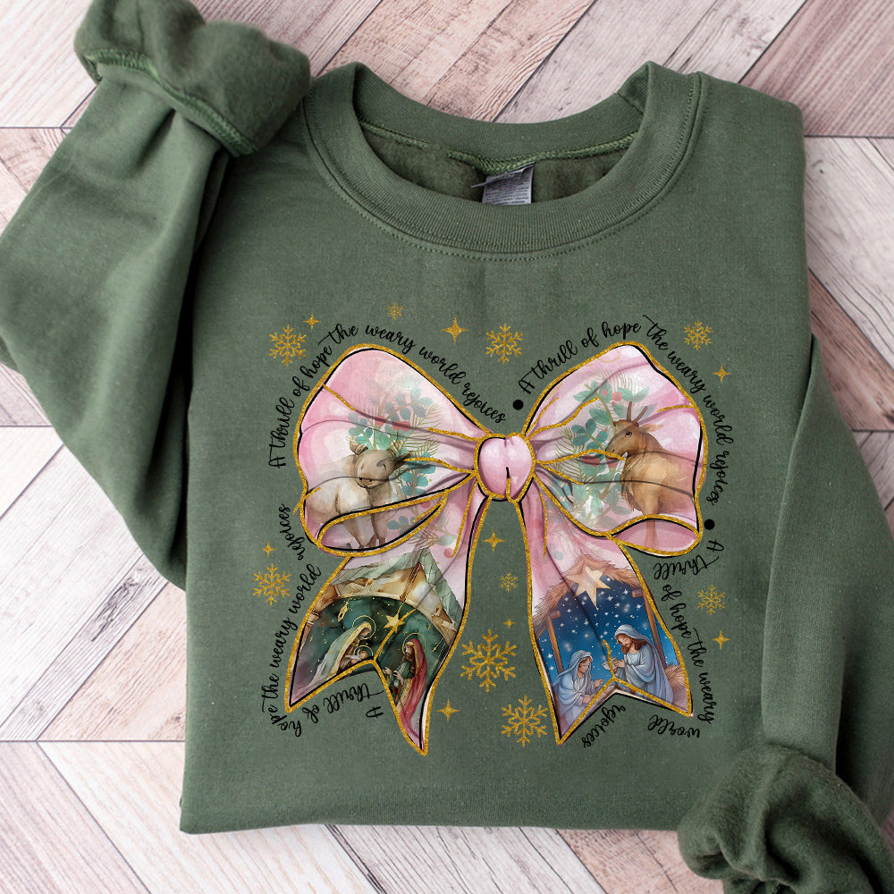 Jesus Christmas Coquette Bow Png, Christian Christmas Png, Nativity Scene Png, Baby Jesus Png, Bible Verse Png, Glitter, Pink Christmas Png S181