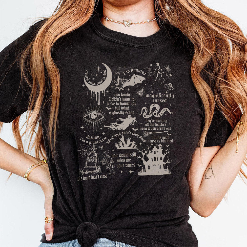 I'm Haunted Png, Spooky Halloween SweatPng  Swift Collage with Halloween Symbols & Lyrics  Cozy Swiftie Fall Appare PNG0810 05 2 NPN