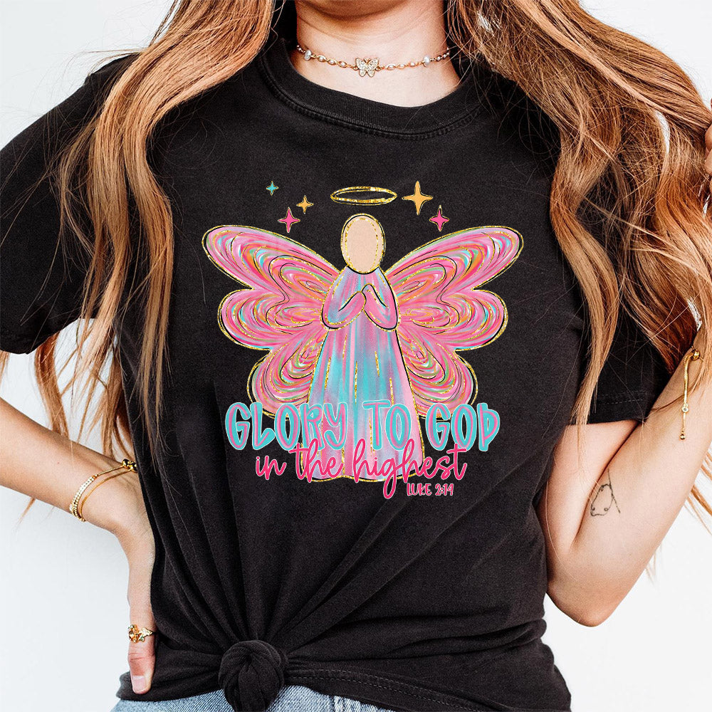 Glory to God Png, Christmas Png, Glitter Pink Angel God Png, Jesus Christmas Png, Bible Verse Png, Christian Christmas Png, Brushstroke Png S91 SACH26