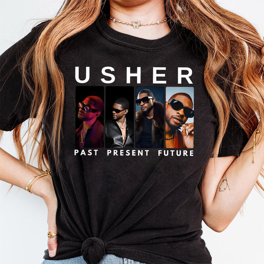 Usher Tee, Vintage Past Present Future, Usher Tour Tee, Usher Merch, Usher Concert ,Usher Tour T-shirt, Retro Shirt, Usher Show, Usher Fan T8 1