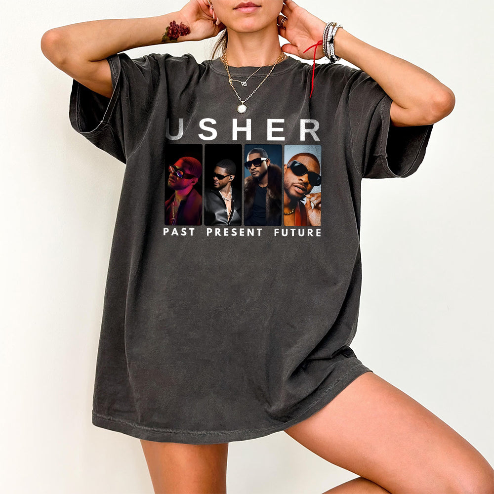 Usher Tee, Vintage Past Present Future, Usher Tour Tee, Usher Merch, Usher Concert ,Usher Tour T-shirt, Retro Shirt, Usher Show, Usher Fan T8 1