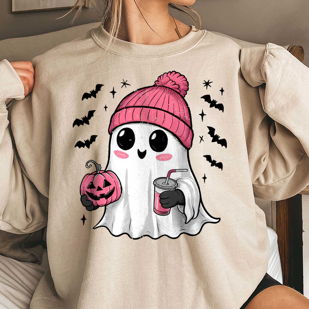 Pink Cute Ghost Coquette Bow Halloween Shirt, Halloween Ghosts Tshirt, Cute Ghost Shirt, Halloween Sweater, Halloween Party, Halloween Gift 5 FB2708