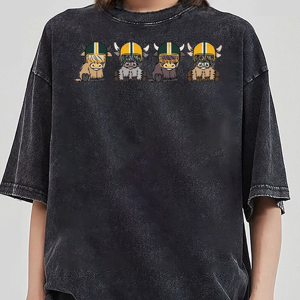 Green Bay Highland Cow Football Sweatshirt, Green Bay Football Sweater, Green Bay Football Game Day Hoodie  DDD