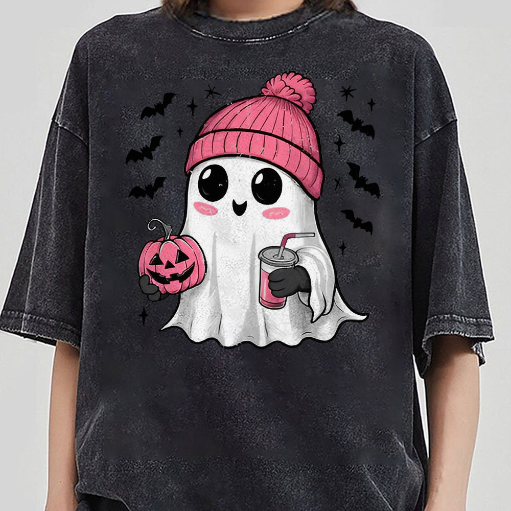Pink Cute Ghost Coquette Bow Halloween Shirt, Halloween Ghosts Tshirt, Cute Ghost Shirt, Halloween Sweater, Halloween Party, Halloween Gift 5 FB2708