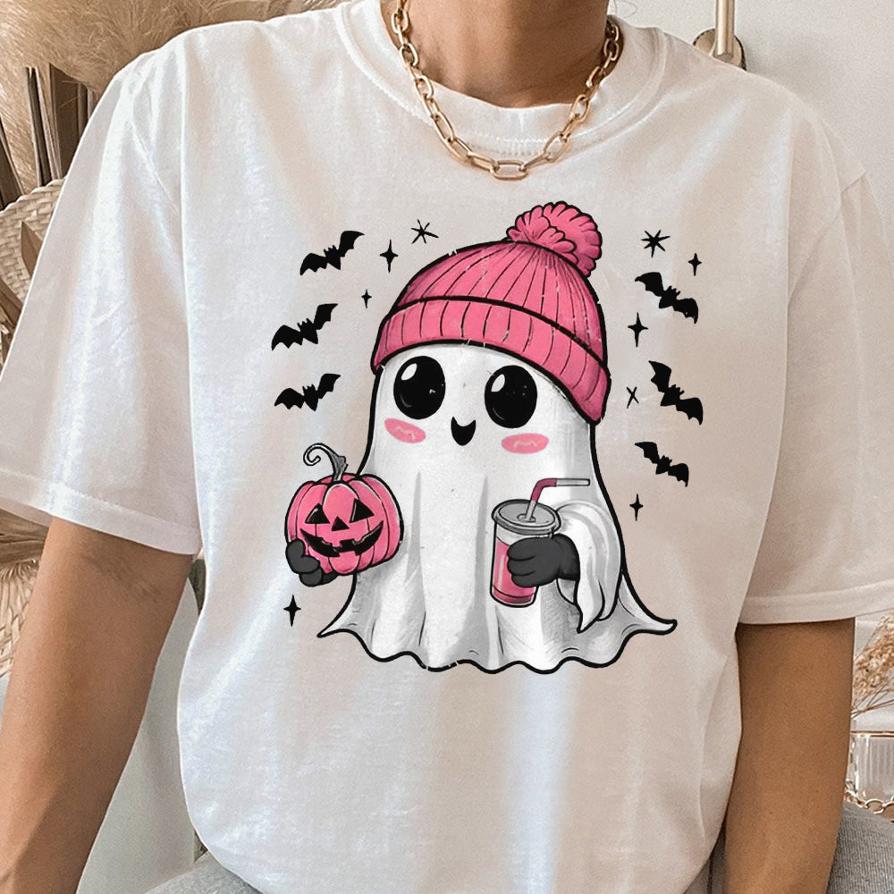 Pink Cute Ghost Coquette Bow Halloween Shirt, Halloween Ghosts Tshirt, Cute Ghost Shirt, Halloween Sweater, Halloween Party, Halloween Gift 5 FB2708