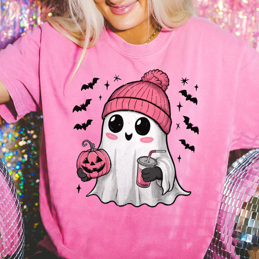 Pink Cute Ghost Coquette Bow Halloween Shirt, Halloween Ghosts Tshirt, Cute Ghost Shirt, Halloween Sweater, Halloween Party, Halloween Gift 5 FB2708