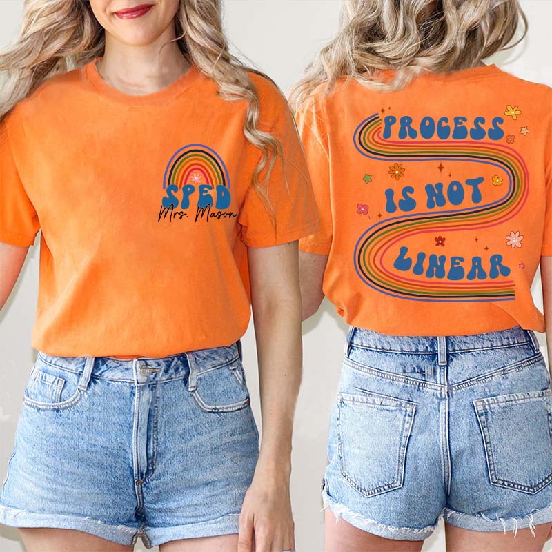 Personalized Process Is Not Linear Teacher Two Sided T-Shirt 2MAT88