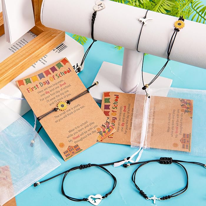 First Day of School Bracelet Mommy and Me, Prek Matching Wish Bracelets Set, Adjustable Bracelet for Boys Girls Gifts Stuff BulkBracelet3au
