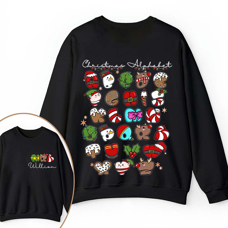 Personalized Christmas Alphabet Teacher Two Sided Sweatshirt 2MAT68