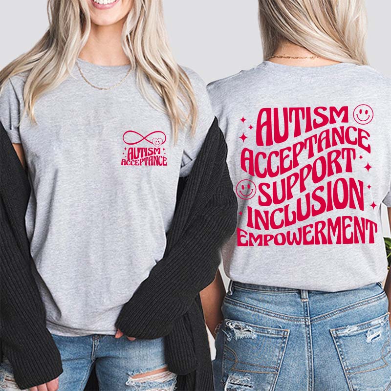 Autism Acceptance Teacher Two Sided T-Shirt 2MAT88