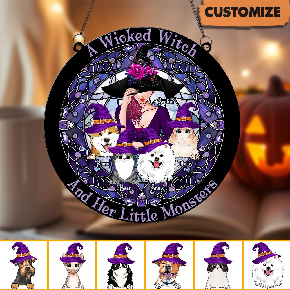 A Wicked Witch And Her Little Monsters Personalized Suncatcher Ornament ORHA2208