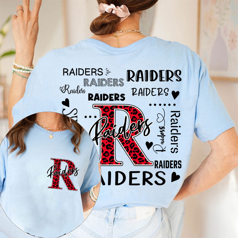 Personalized Leopard School Mascot Teacher Two Sided T-Shirt 2MAT68