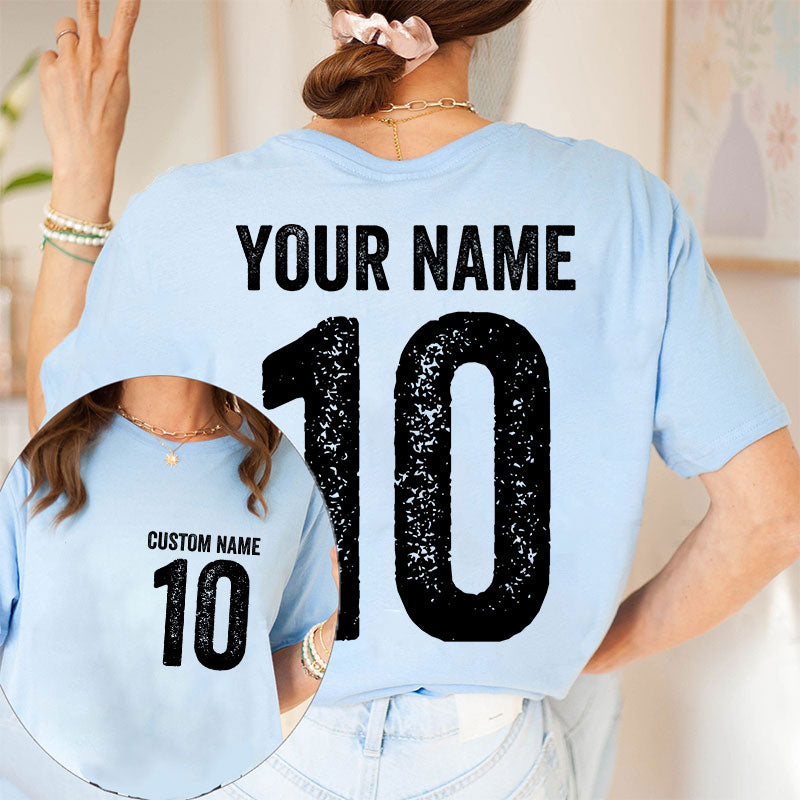 Personalized Name And Back Number Teacher Two Sided T-Shirt 2MAT88