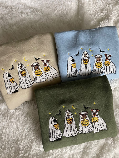Embroidered Dog Ghostie Sweatshirt EMHA2808