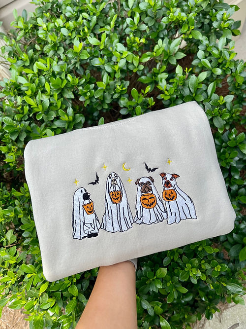 Embroidered Dog Ghostie Sweatshirt EMHA2808
