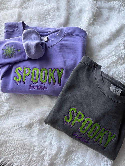 Embroidered Drippy Spooky Sweatshirt EMHA2808