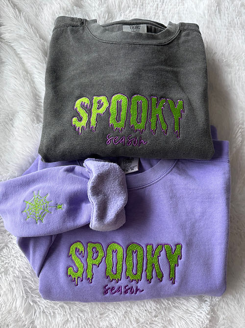 Embroidered Drippy Spooky Sweatshirt EMHA2808