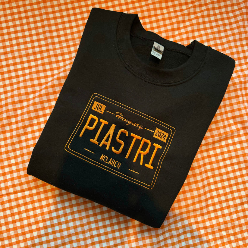 Oscar Piastri Hungary 2024 Vintage License Plate Embroidered Crewneck EM1209T