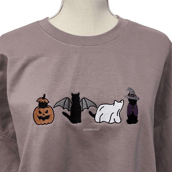 Halloween cats embroidered crewneck EMHA0909S