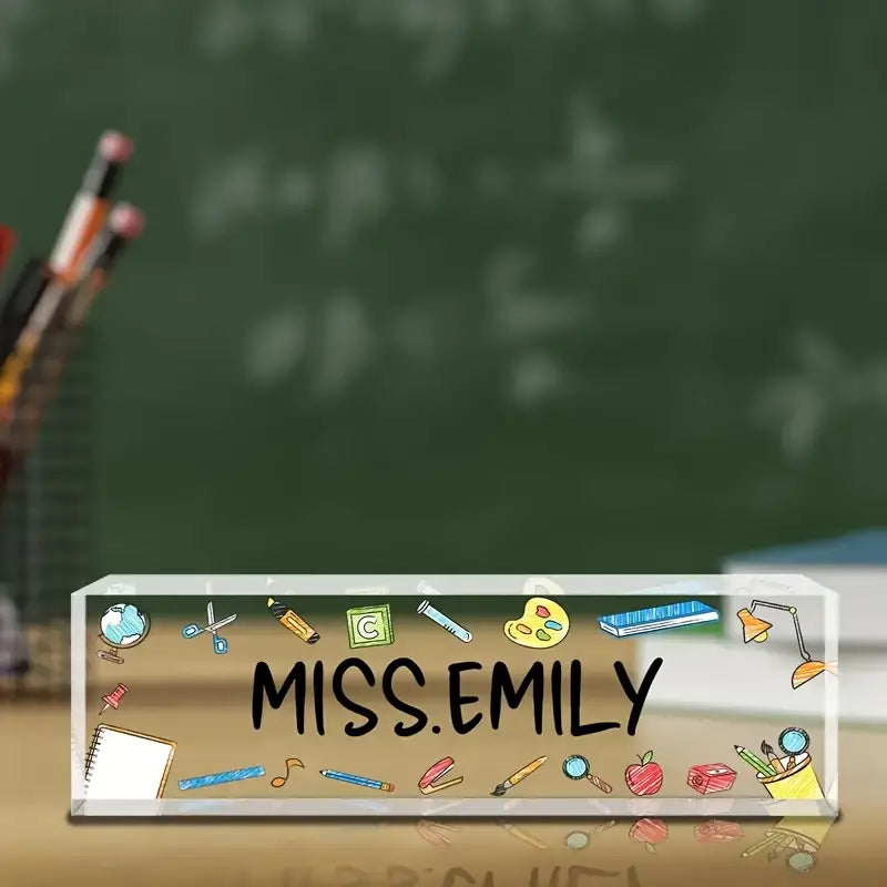 Personalized Acrylic Desk Nameplate: Miss Emily, Perfect for Office D?cor, TC31J7