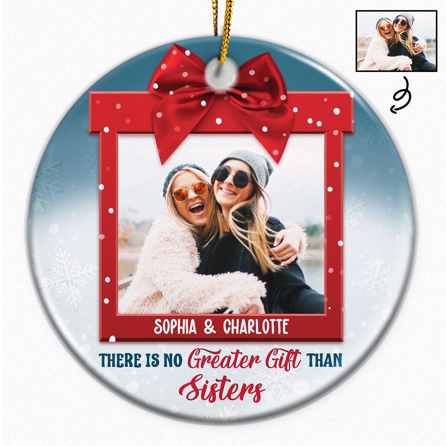 Custom Photo There's No Greater Gift Than - Christmas Gift For Family, Friends - Personalized Custom Circle Ceramic Ornament ORNA1210