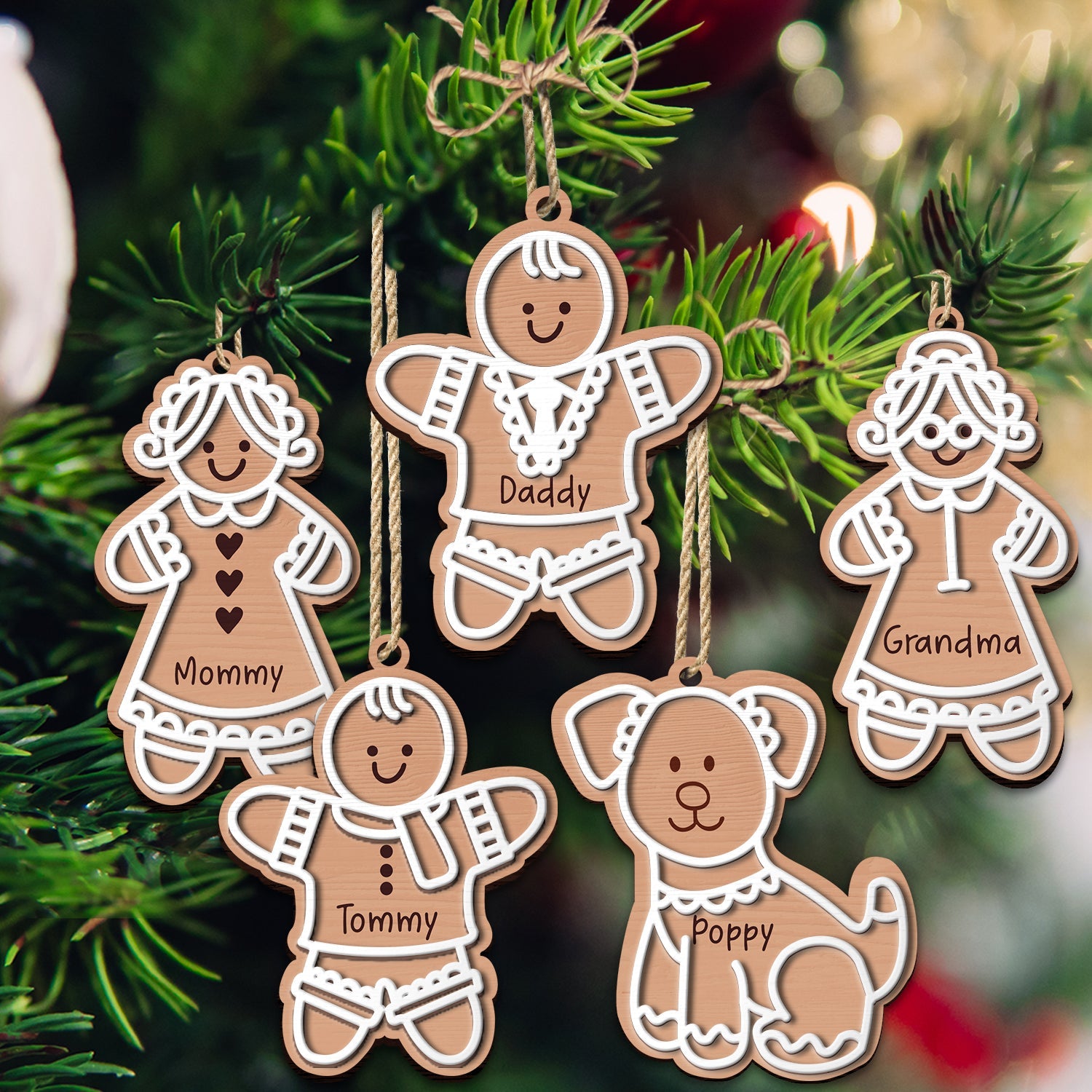 Family Pet Cookies Gingerbread - Christmas Gift For Family - Personalized 2-Layered Wooden Ornament ORNA1210