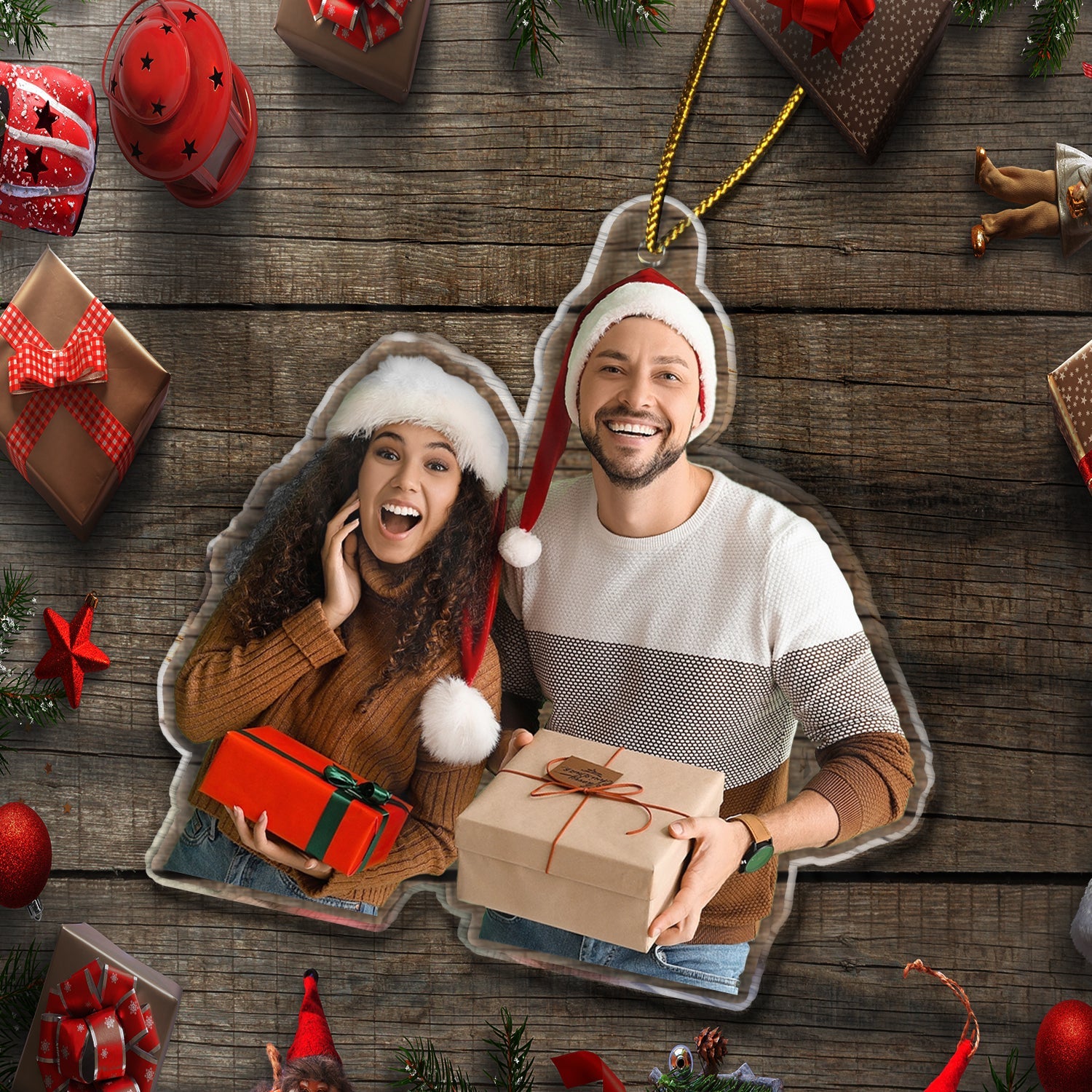 Custom Photo Couple Family - Christmas Gift For Couples - Personalized Acrylic Photo Ornament ORNA1210