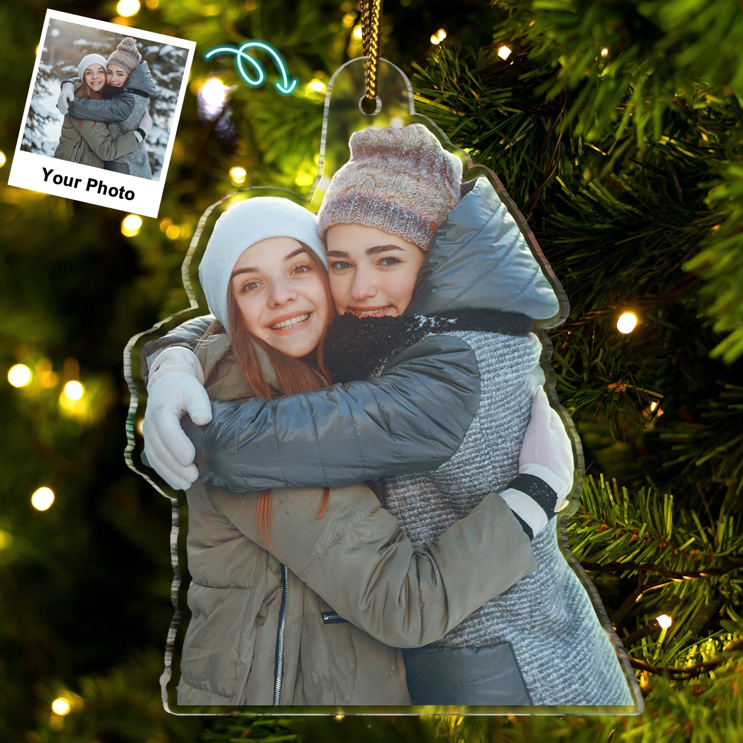 Custom Photo Besties Colleagues Sisters - Christmas Gift For Best Friends, Siblings - Personalized Acrylic Photo Ornament ORNA1210