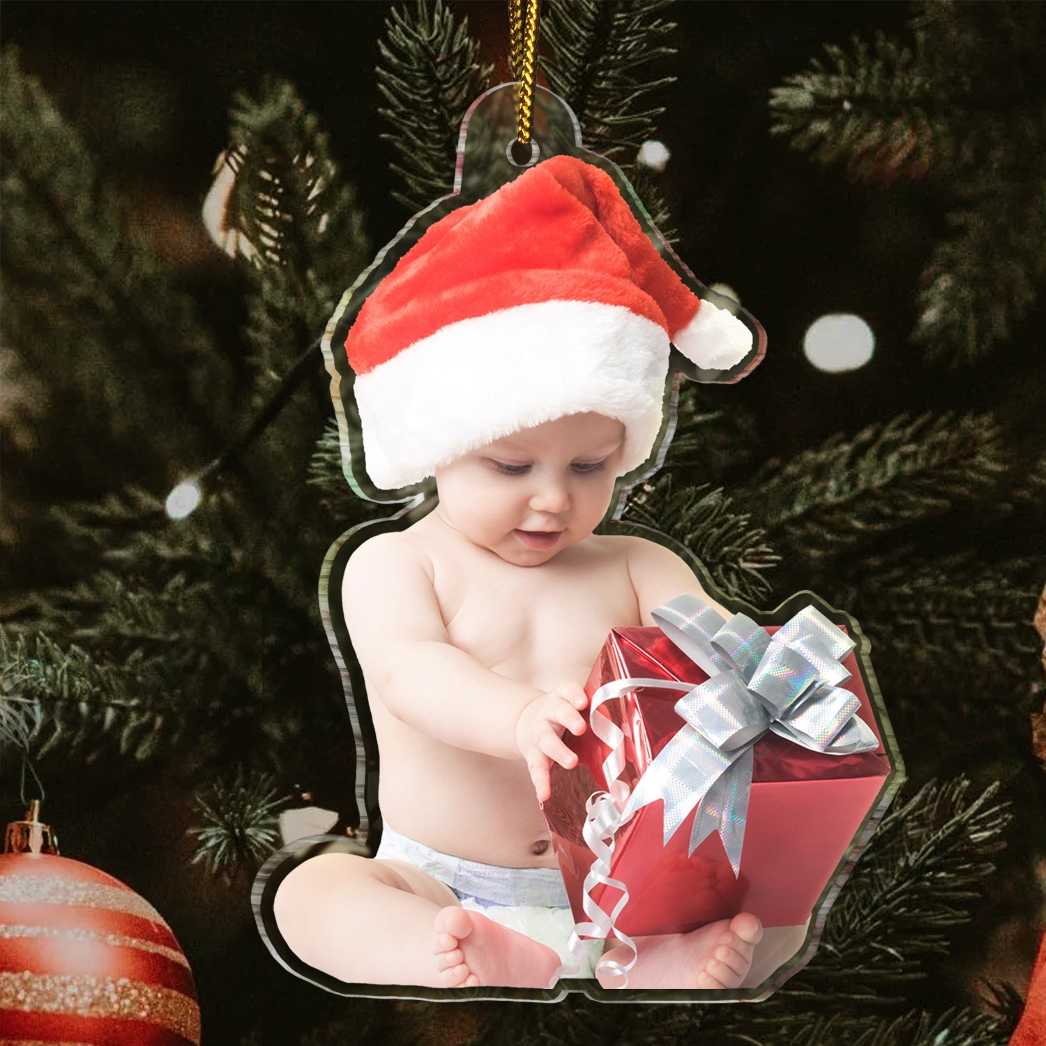 Custom Photo Funny Grandkids - Christmas Gift For Grandma, Grandpa, Grandparents - Personalized Acrylic Photo Ornament ORNA1210