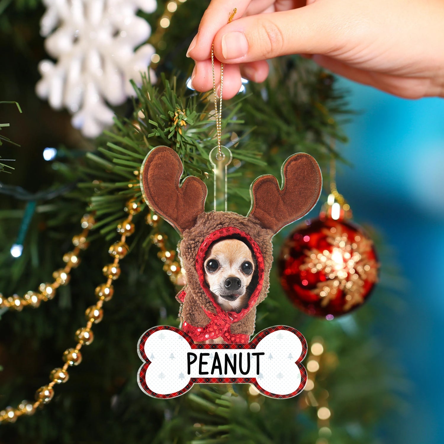 Custom Photo Funny Dog Cat - Christmas Gift For Pet Lovers - Personalized Cutout Acrylic Ornament ORNA1210