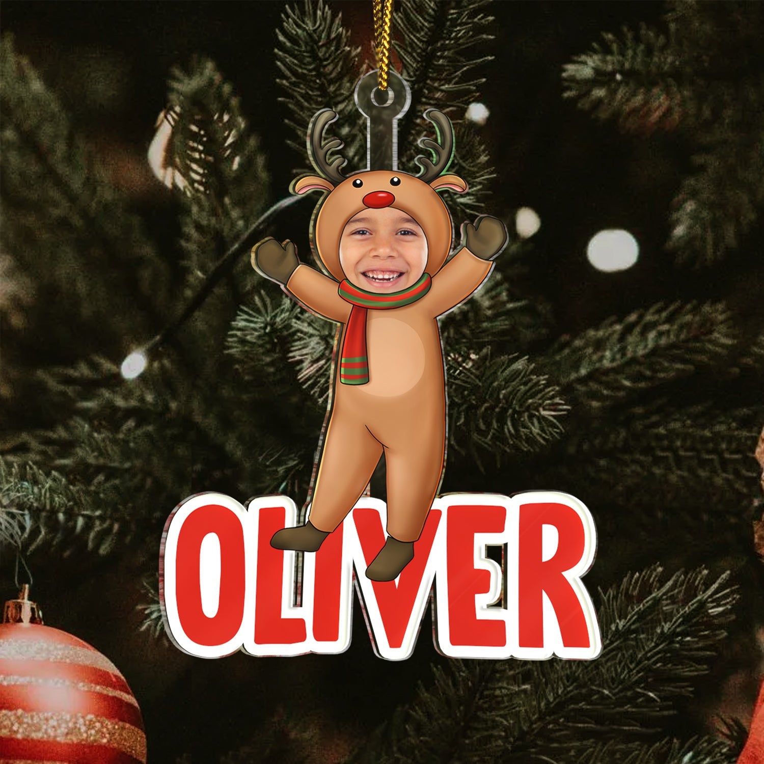 Custom Photo Christmas Cosplay Grandkids - Christmas, Loving Gift For Grandpa, Grandma, Grandparents - Personalized Cutout Acrylic Ornament ORNA1210