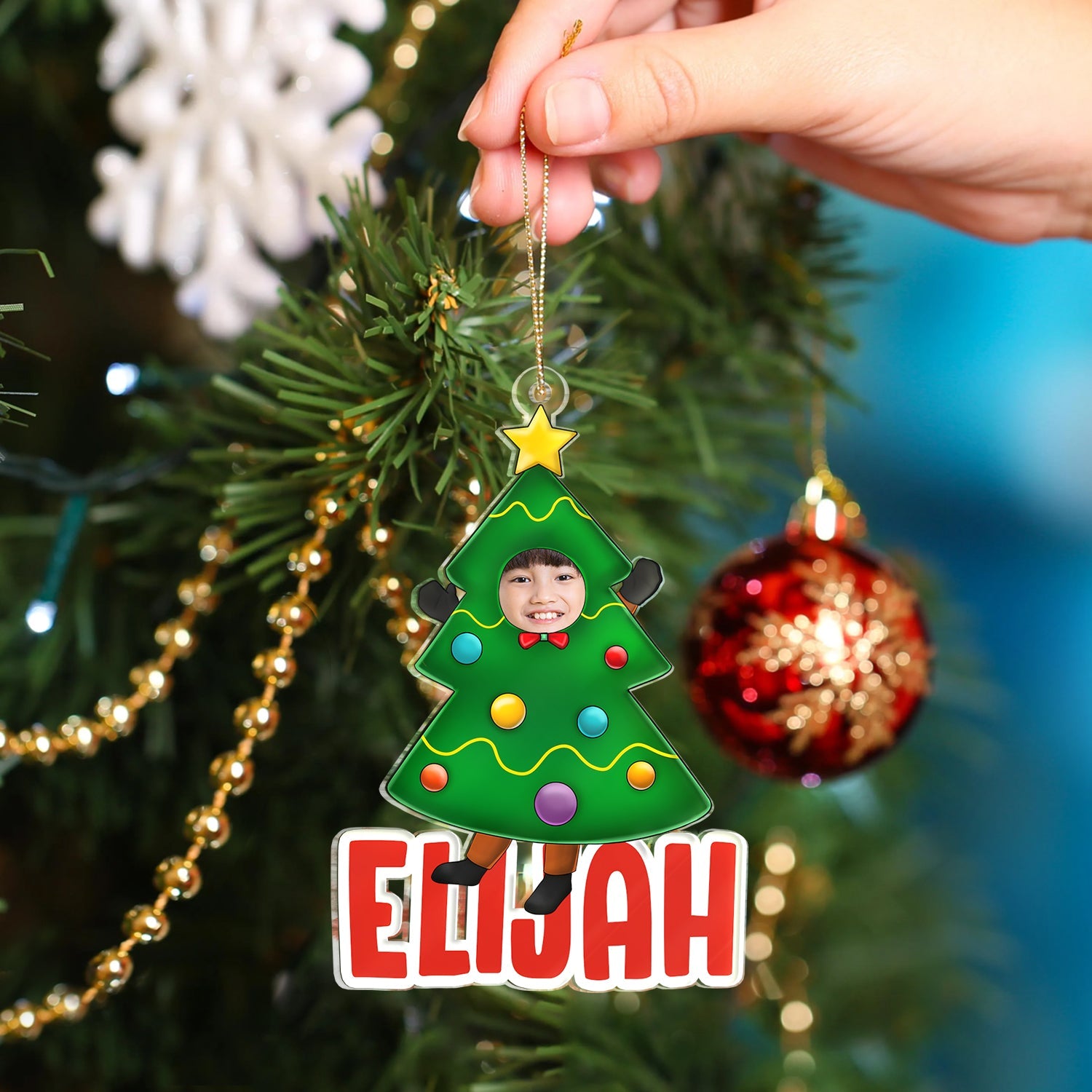 Custom Photo Christmas Cosplay Grandkids - Christmas, Loving Gift For Grandpa, Grandma, Grandparents - Personalized Cutout Acrylic Ornament ORNA1210