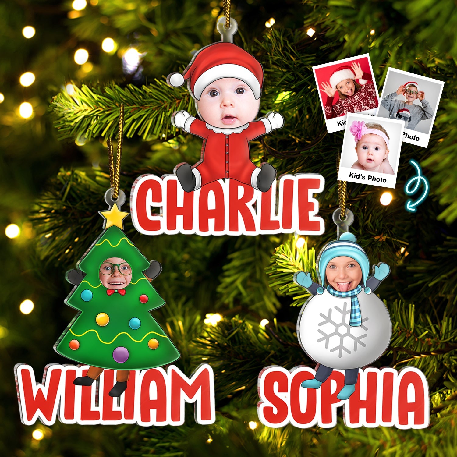 Custom Photo Christmas Cosplay Grandkids - Christmas, Loving Gift For Grandpa, Grandma, Grandparents - Personalized Cutout Acrylic Ornament ORNA1210
