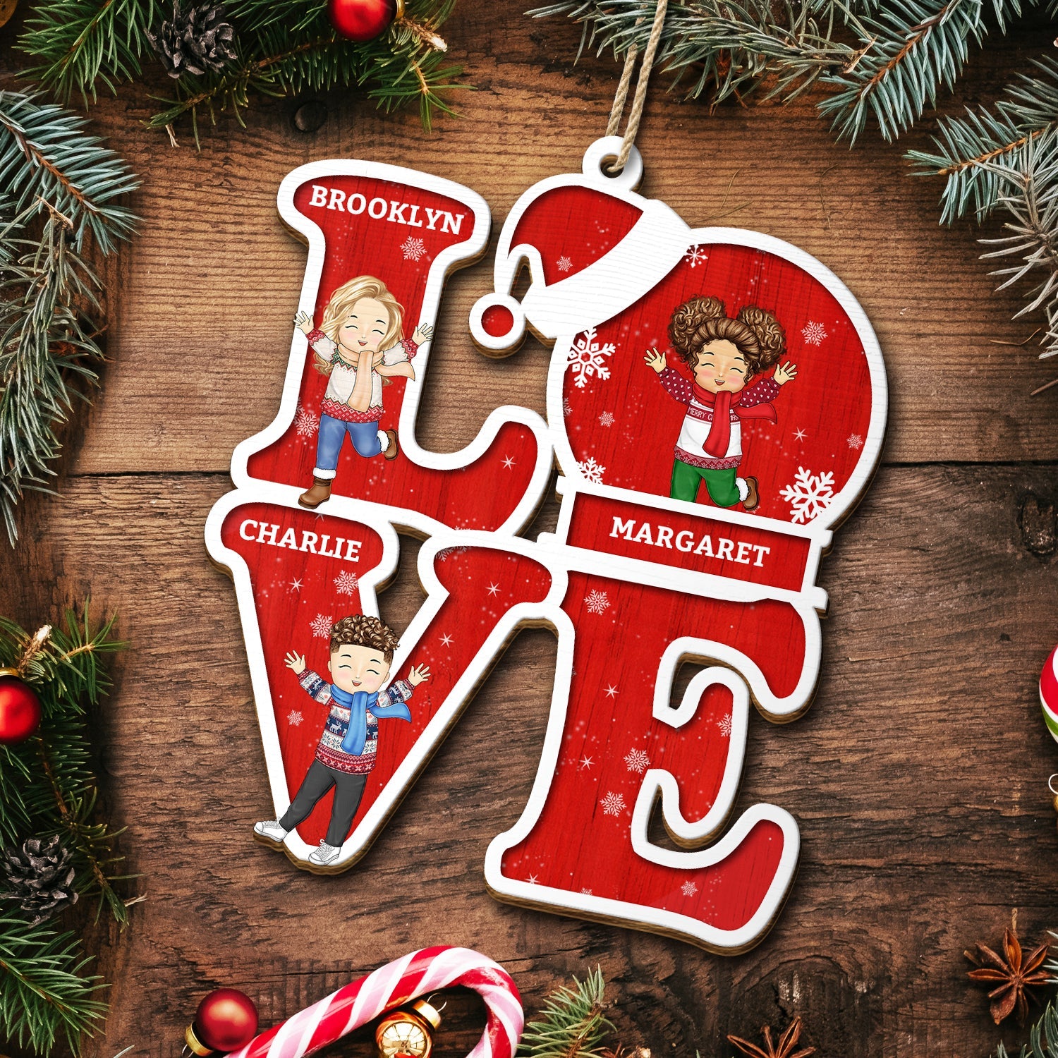 Love Grandkids - Christmas, Loving Gift For Grandpa, Grandma, Grandparents - Personalized Wooden Cutout Ornament ORNA1210