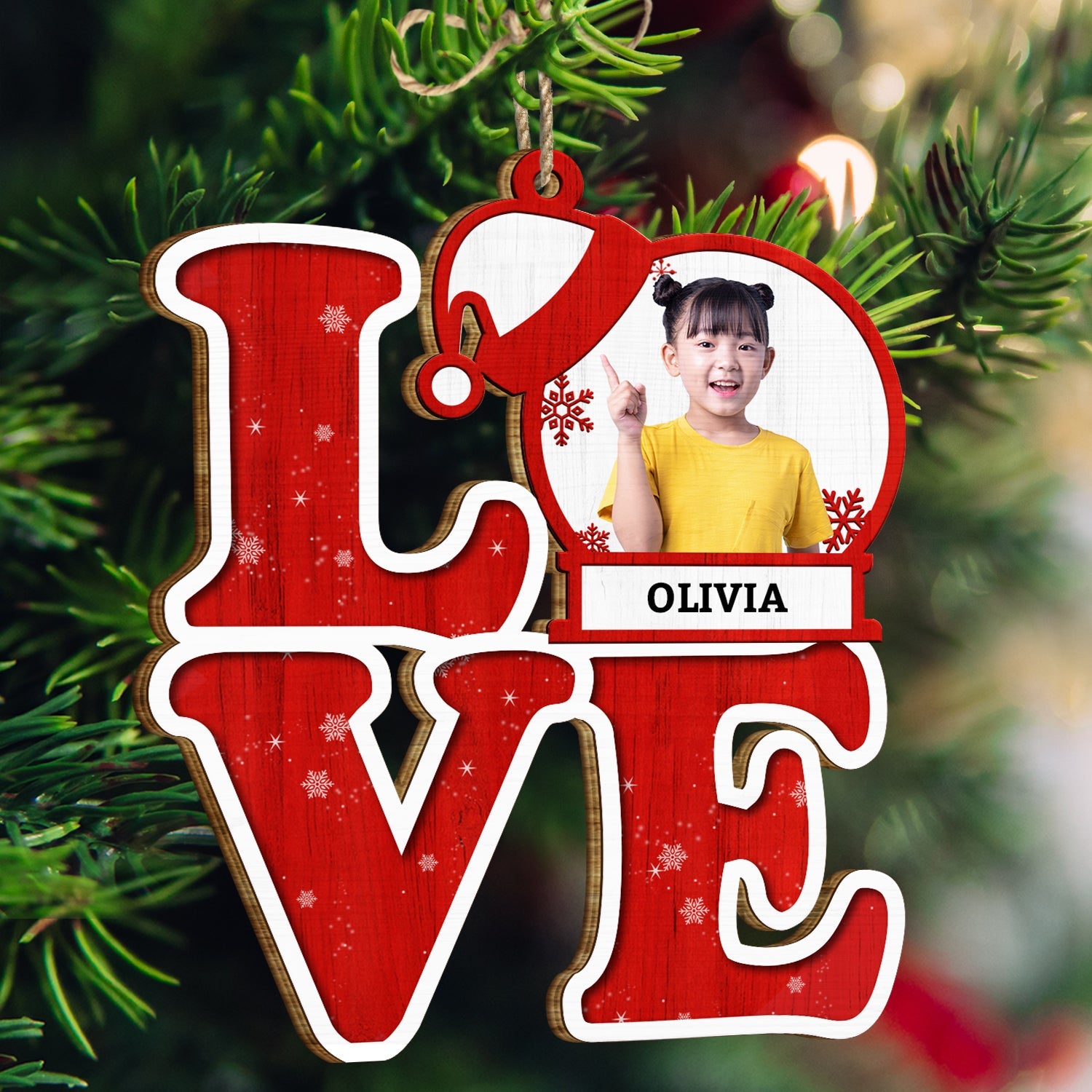 Custom Photo Love Family Kids Dogs Cats - Christmas, Loving Gift For Parents, Grandparents, Pet Lovers - Personalized Custom Shaped Wooden Ornament ORNA1210