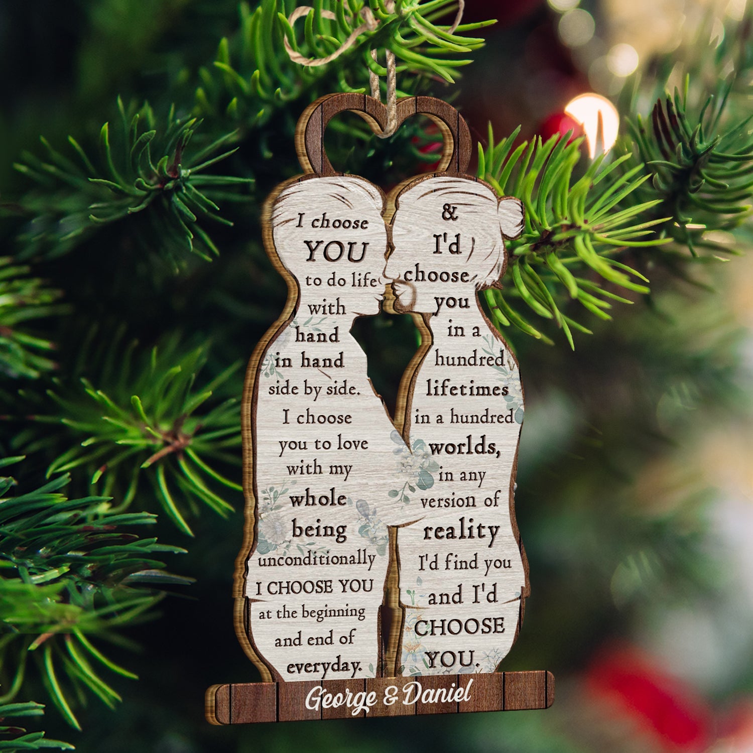 I Choose You - Christmas Gift For Couples - Personalized Wooden Cutout Ornament ORNA1210