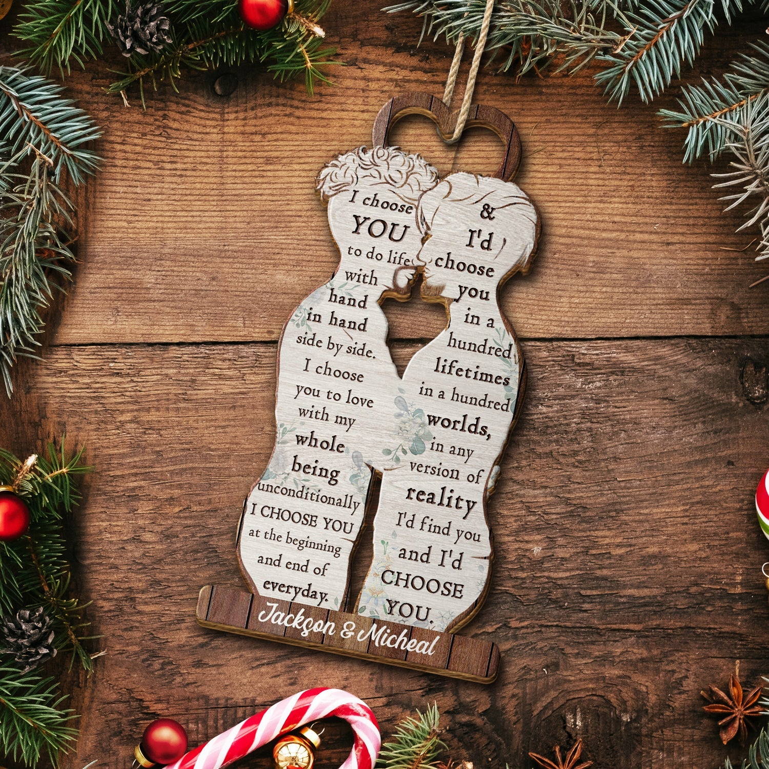 I Choose You - Christmas Gift For Couples - Personalized Wooden Cutout Ornament ORNA1210