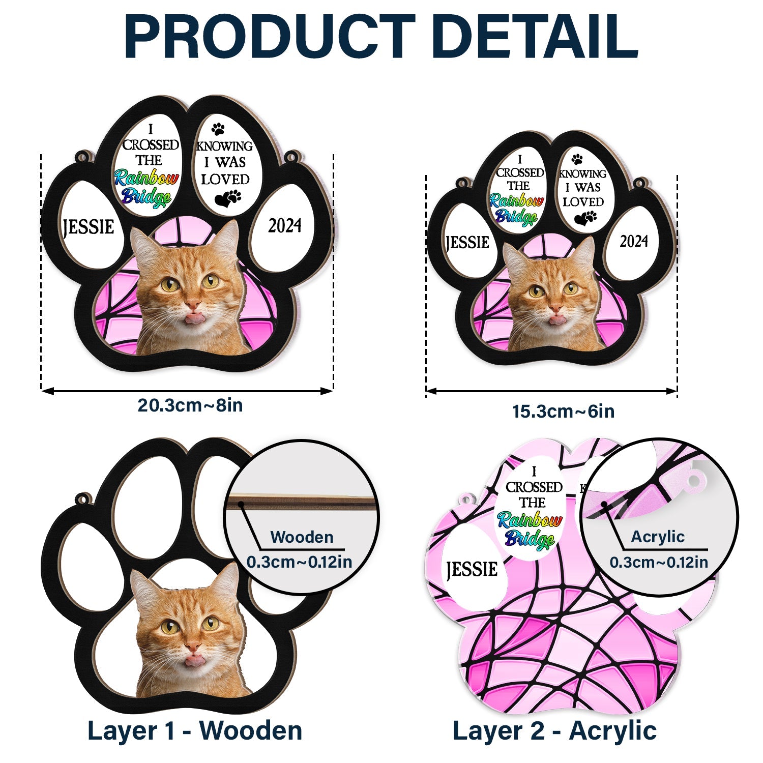 Custom Photo I Crossed The Rainbow Bridge Knowing I Was Loved - Personalized Window Hanging Suncatcher Ornament ORNA1210