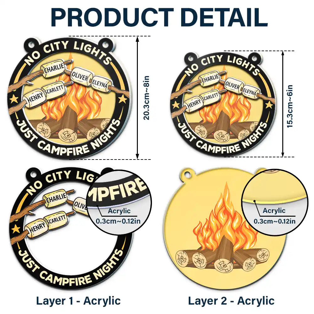 No City Lights Just Campfire Nights Couple - Personalized Acrylic Window Hanging Suncatcher ORNA1210