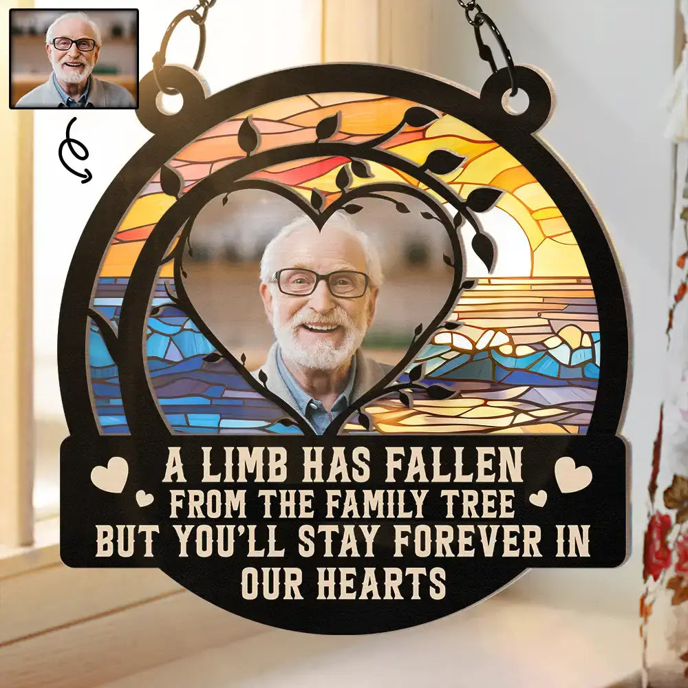 Custom Photo A Limb Has Fallen From The Family Tree - Personalized Window Hanging Suncatcher Ornament ORNA1210