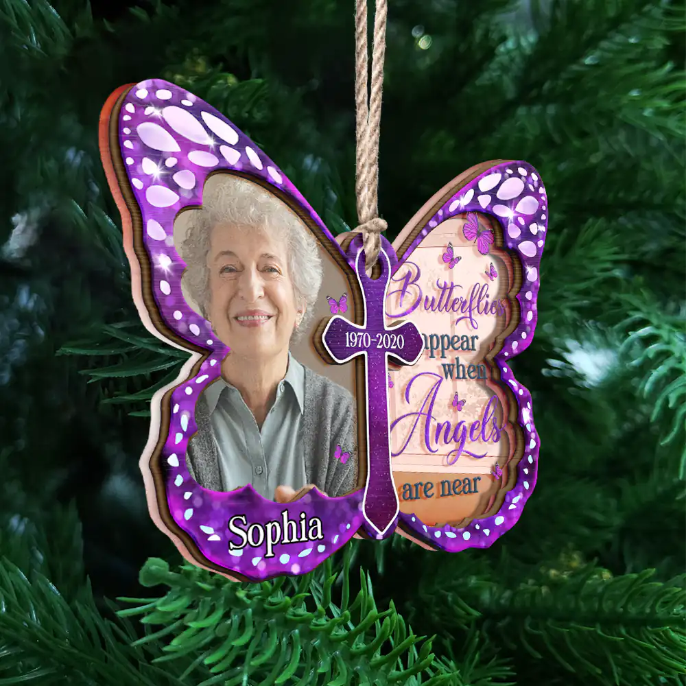 Custom Photo I Am Always With You Butterfly - Personalized Mirror Ornament ORNA1210