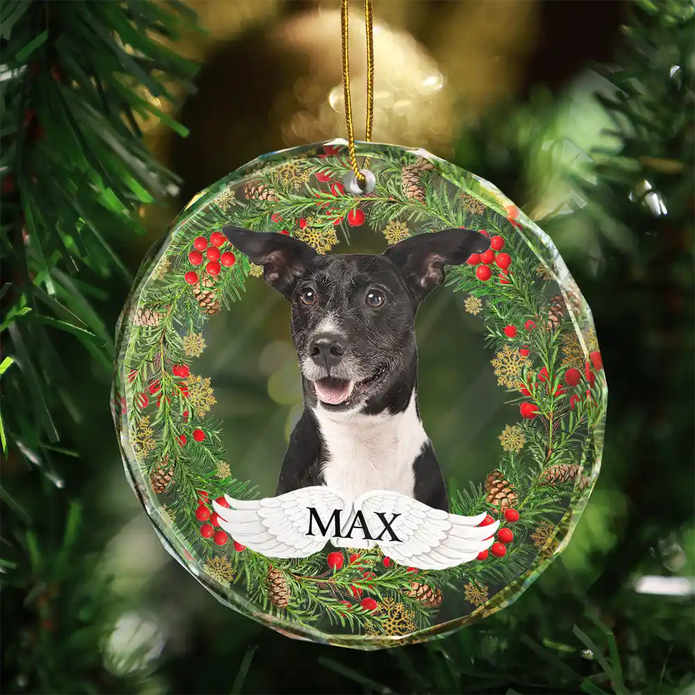 Custom Photo In Loving Memory Pet Memorial - Personalized Combo Circle Glass Ornament ORNA1210