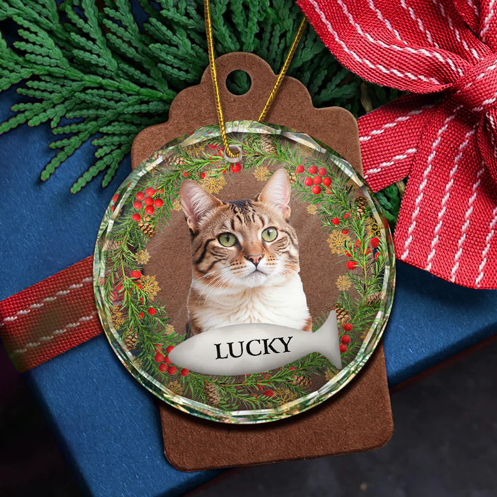 Custom Photo In Loving Memory Pet Memorial - Personalized Combo Circle Glass Ornament ORNA1210