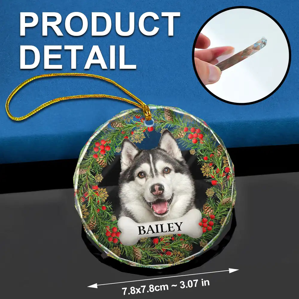 Custom Photo In Loving Memory Pet Memorial - Personalized Combo Circle Glass Ornament ORNA1210