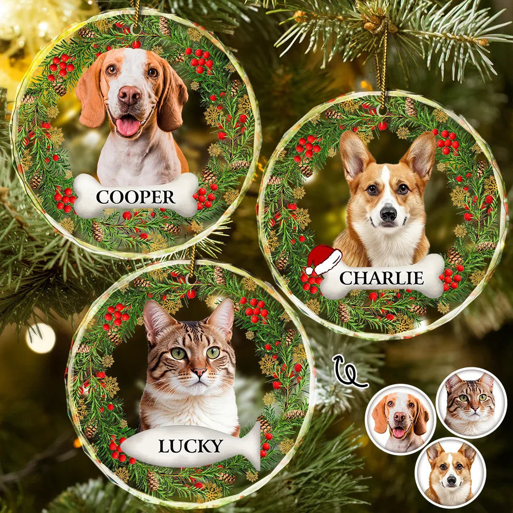 Custom Photo In Loving Memory Pet Memorial - Personalized Combo Circle Glass Ornament ORNA1210