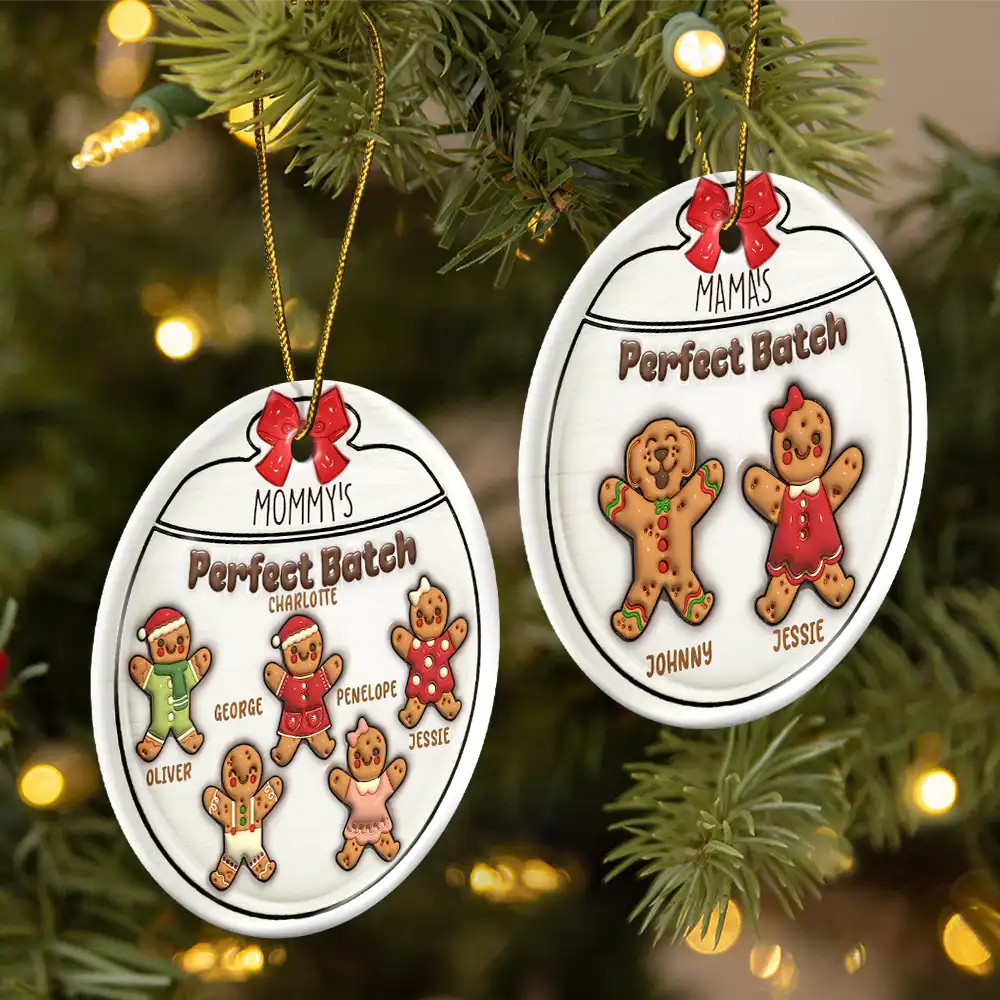 Gingerbread Cookies Grandma Grandpa Perfect Patch - 3D Inflated Effect Printed Personalized Circle Ceramic Ornament ORNA1210