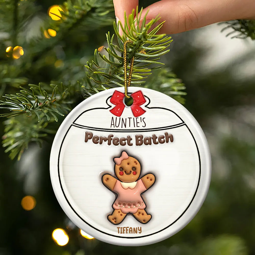 Gingerbread Cookies Grandma Grandpa Perfect Patch - 3D Inflated Effect Printed Personalized Circle Ceramic Ornament ORNA1210