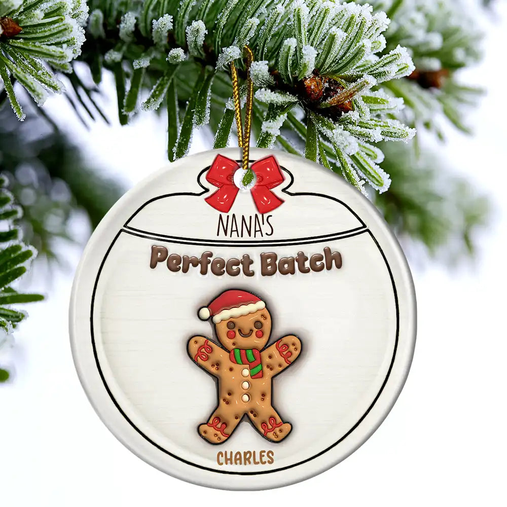 Gingerbread Cookies Grandma Grandpa Perfect Patch - 3D Inflated Effect Printed Personalized Circle Ceramic Ornament ORNA1210